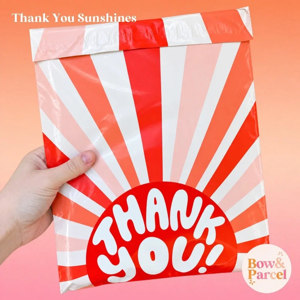 Thank You Sunshines 10x13 Cute Poly Mailers Shipping Bags 25 Pack Waterproof